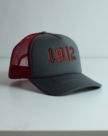 1912 - Red and Grey embroidered hat